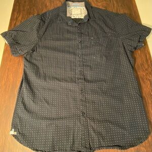 Denim & Flower Men Button Up Shirt Medium Blue Polka Dots Slim Fit Men’s